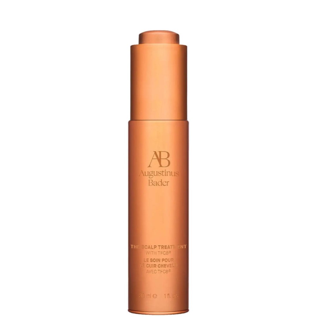 Augustinus Bader Anwendung des Haarwachstums- und Kopfhautserums, Vorher-Nachher Vergleich nach Anwendung des Serums, Flasche des Haarwachstums- und Kopfhautserums