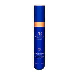 Augustinus Bader Anwendung von The Light Cream, Vorher und nachher Vergleich von Haut mit The Light Cream, Packshot von The Light Cream