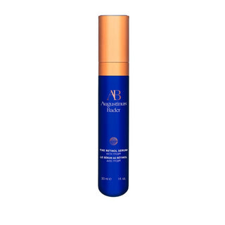 Augustinus Bader Anwendung von The Retinol Serum, Vorher-Nachher Vergleich, Produktflasche von The Retinol Serum