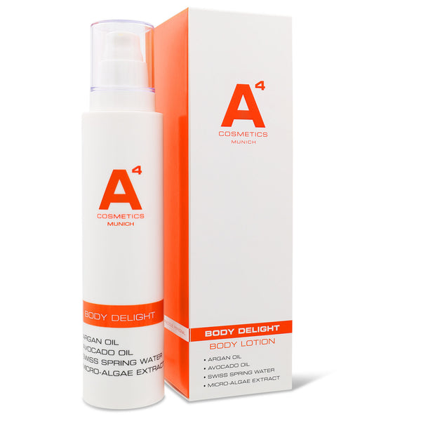 A4 Cosmetics Body Delight Bodylotion, Leichte Körperpflege, Feuchtigkeitsspendende Lotion